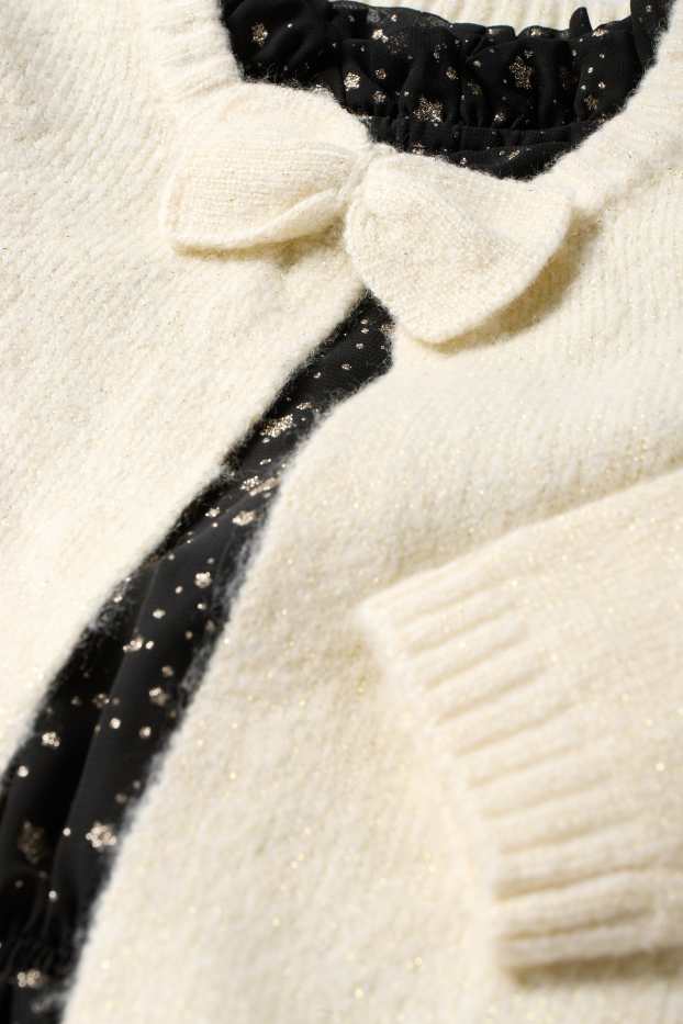 Kinderen: meisjes - Set - jurk van chiffon, vest en maillot - 3-delig - zwart