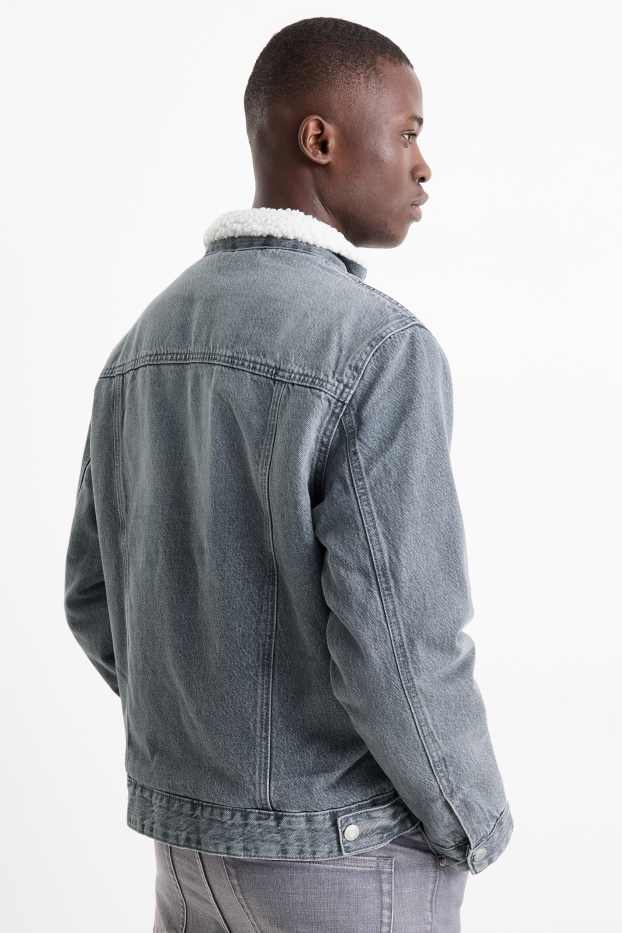 Pánské - Džínová bunda - džíny - světle šedé