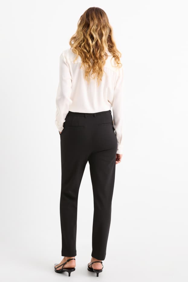 Women - Cloth trousers - high waist - tapered fit - black