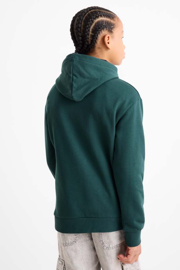 Enfants garçons - Loup - sweat à capuche - vert foncé