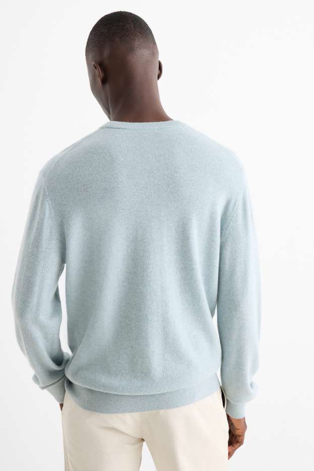 Hommes - Pull en cachemire - bleu clair