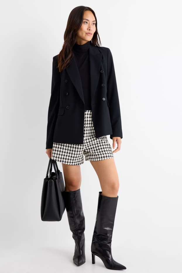 Femmes - Short - high waist - à carreaux - noir / blanc