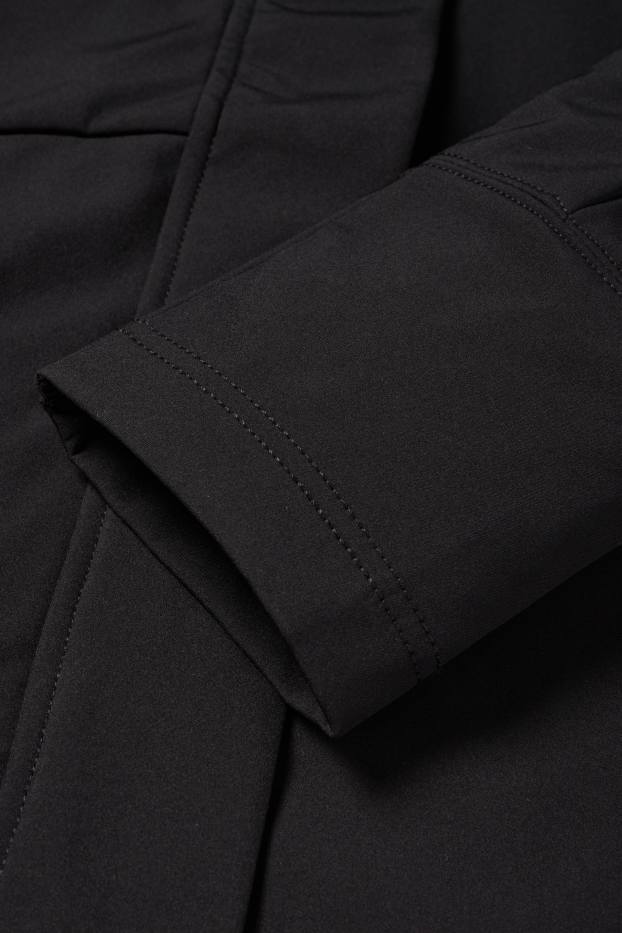 Donna - Giacca soft shell con cappuccio - idrorepellente - 4 Way Stretch - nero