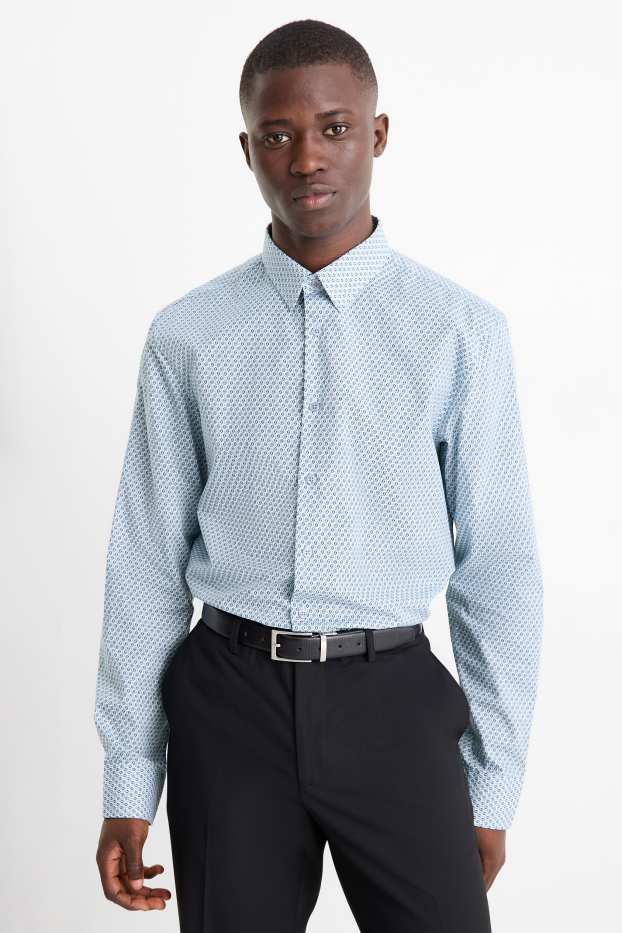 Bărbați - Set - pulover cu decolteu în V și cămașă office - 2 piese - albastru închis