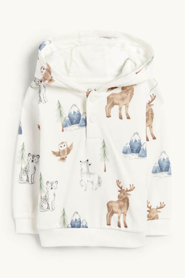 Baby: jongens - Wilde dieren - baby-outfit - 2-delig - wit / beige