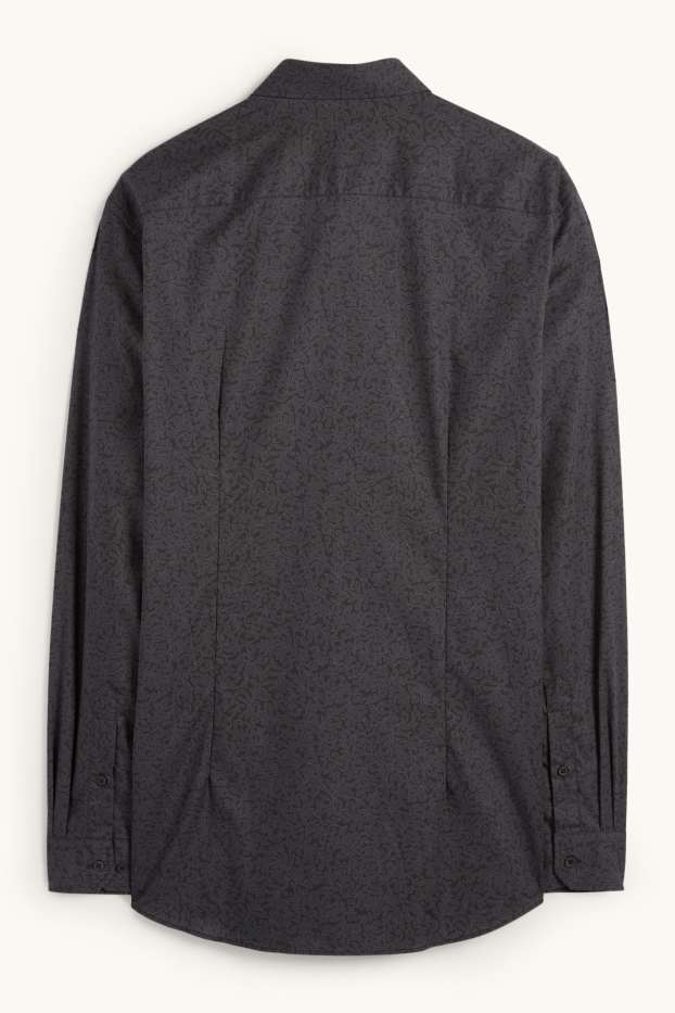 Heren - Business-overhemd - slim fit - Kent - met patroon - zwart