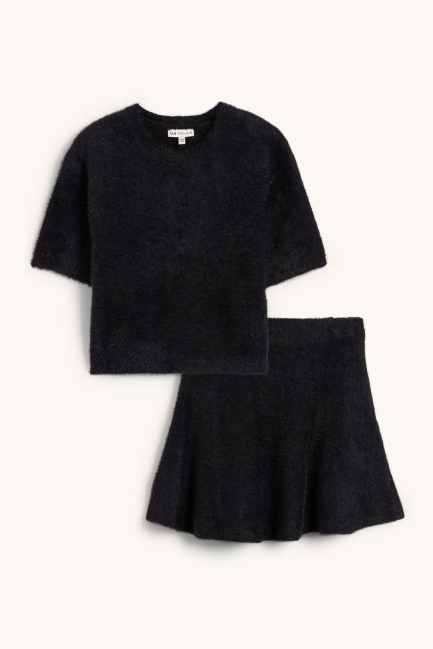 Enfants filles - Ensemble - pull et jupe - 2 pièces - noir