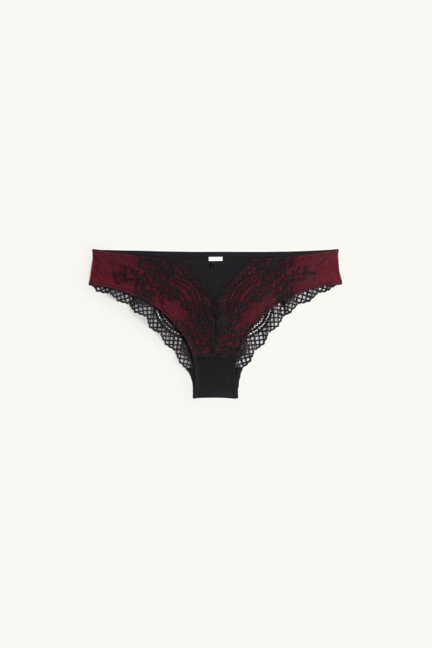 Femmes - Culotte brésilienne - bordeaux / noir