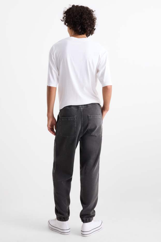 Men - Denim joggers - black