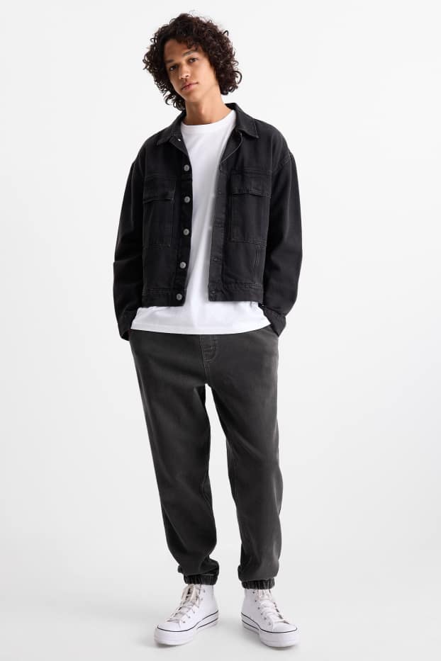 Men - Denim joggers - black