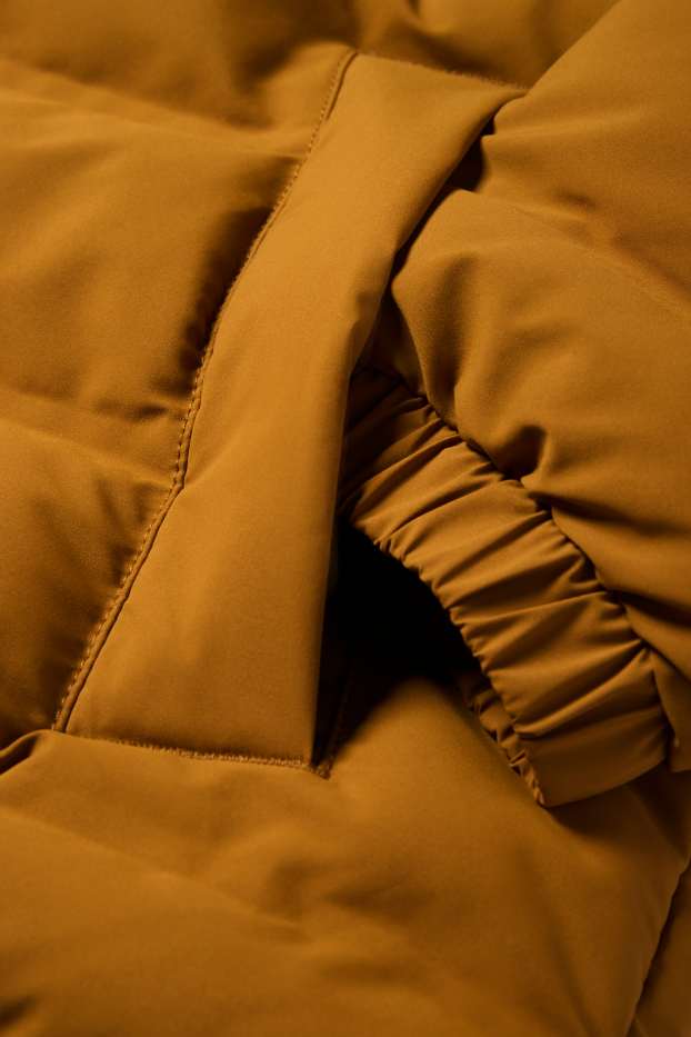 Heren - Gewatteerde jas - waterafstotend - donker oranje