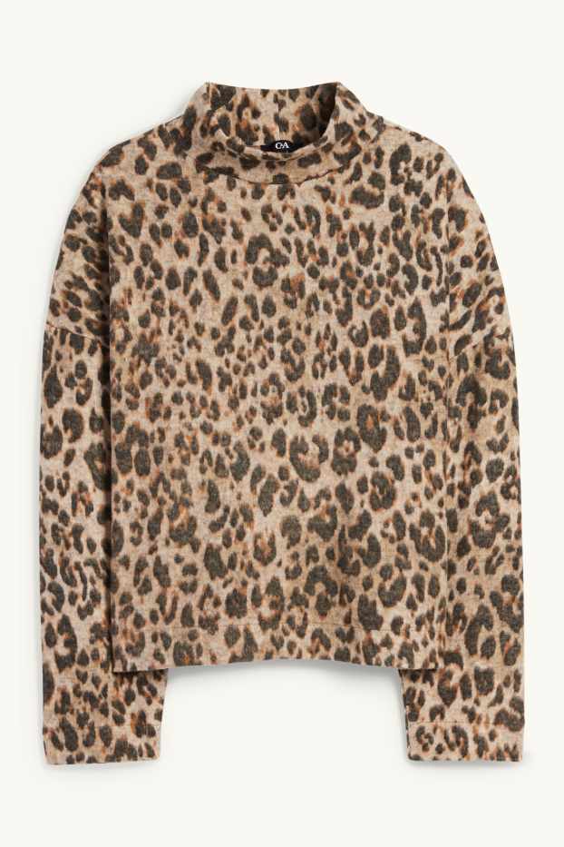 Dona - Dessuadora - estampat de lleopard - negre/beix