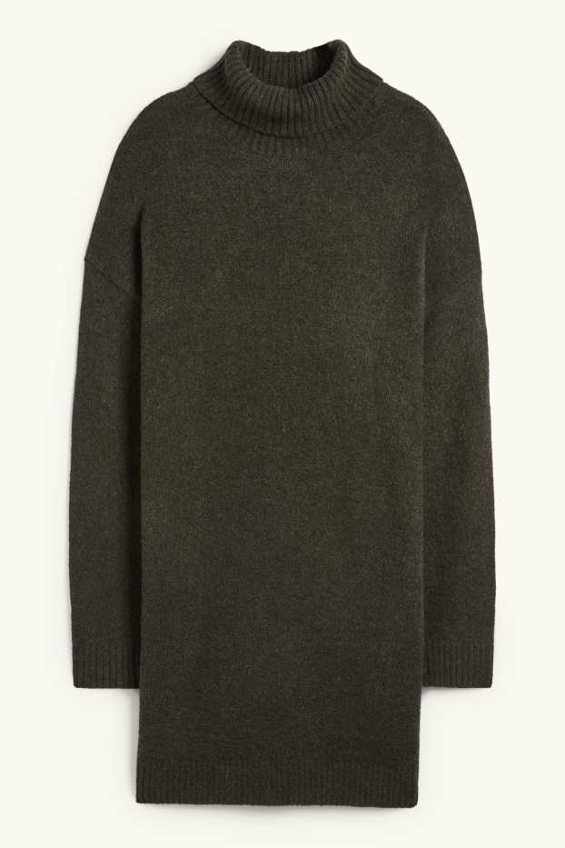 Femmes - Robe en maille - vert foncé