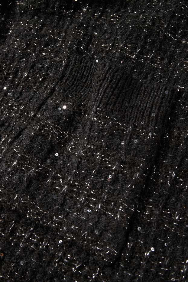 Damen - Bouclé-Kleid - Straight Fit - schwarz