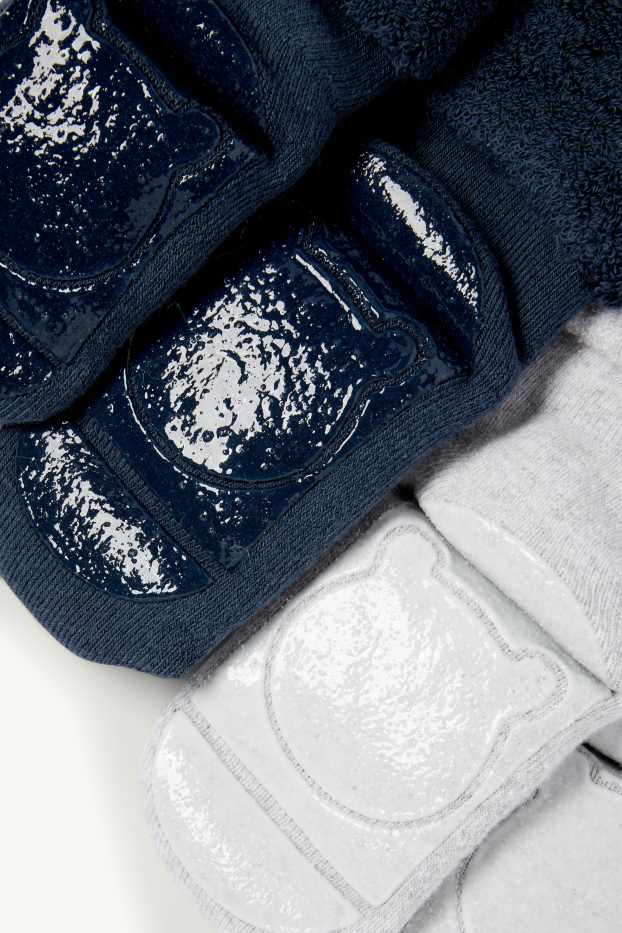Bébés garçons - Lot de 2 paires - renards et oursons - chaussettes antidérapantes pour bébé - bleu / gris