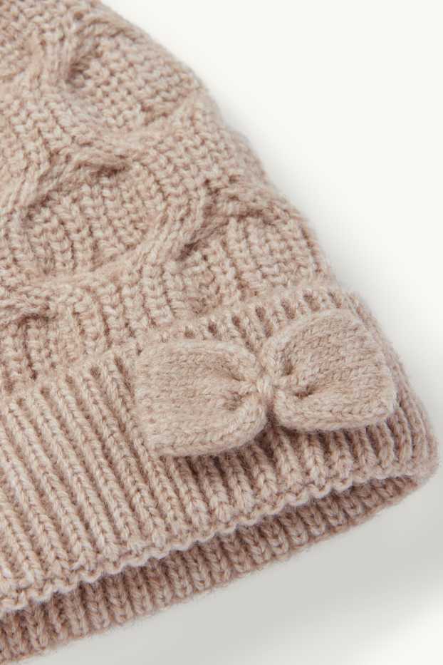 Baby Girls - Baby pom-pom hat - textured - beige