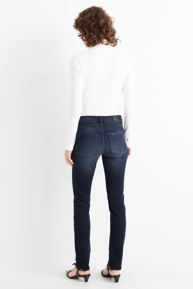 Women - Slim jeans - mid-rise waist - jog denim - denim-dark blue