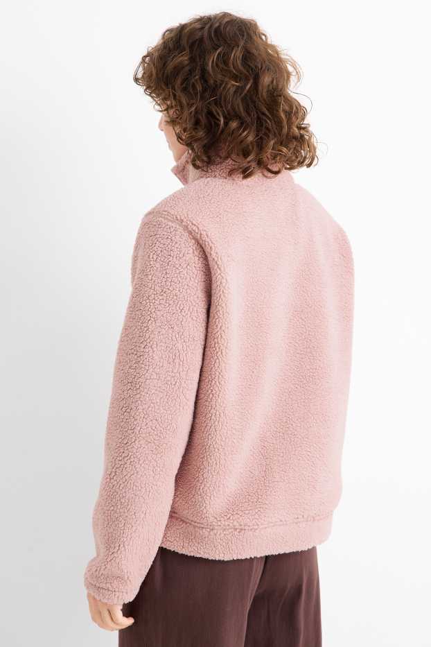 Femei - Hanorac de pluș cu fermoar - roz