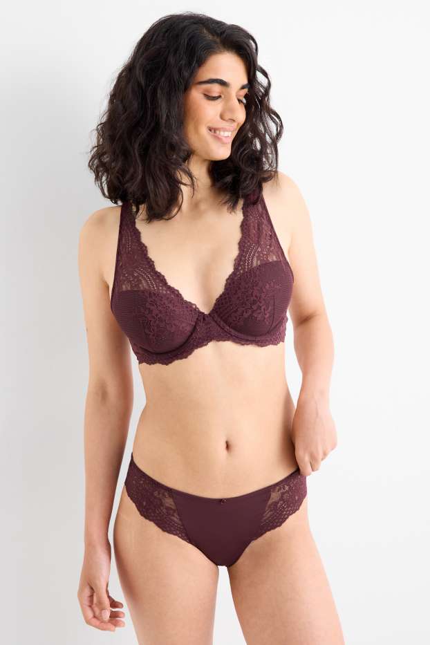 Femmes - Soutien-gorge avec armatures - PLUNGE - ampliforme - bordeaux