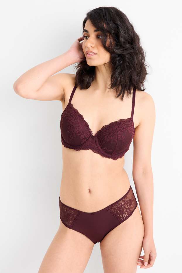 Women - Underwire bra - FULL COVERAGE - padded - bordeaux