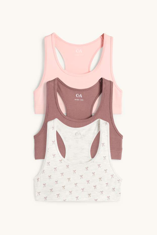 Kinder Mädchen - Multipack 3er - Schleife - Bustier - braun