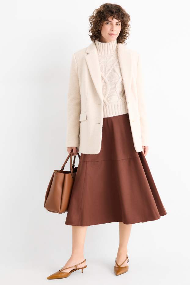 Donna - Gonna - similpelle scamosciata - marrone