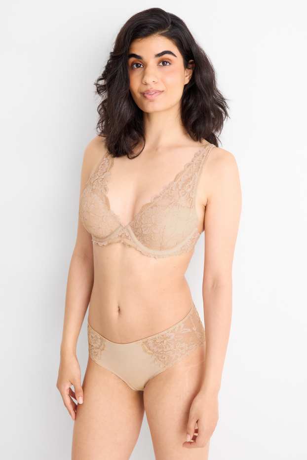 Women - Underwire bra - PLUNGE - padded - light beige