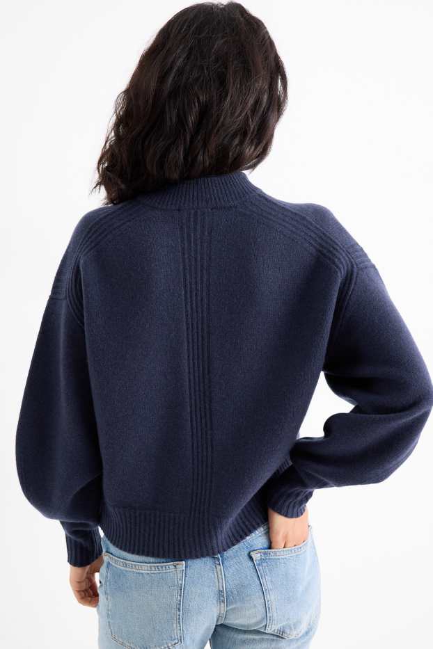 Mujer - Cárdigan con mezcla de cachemir - mezcla de lana - azul oscuro