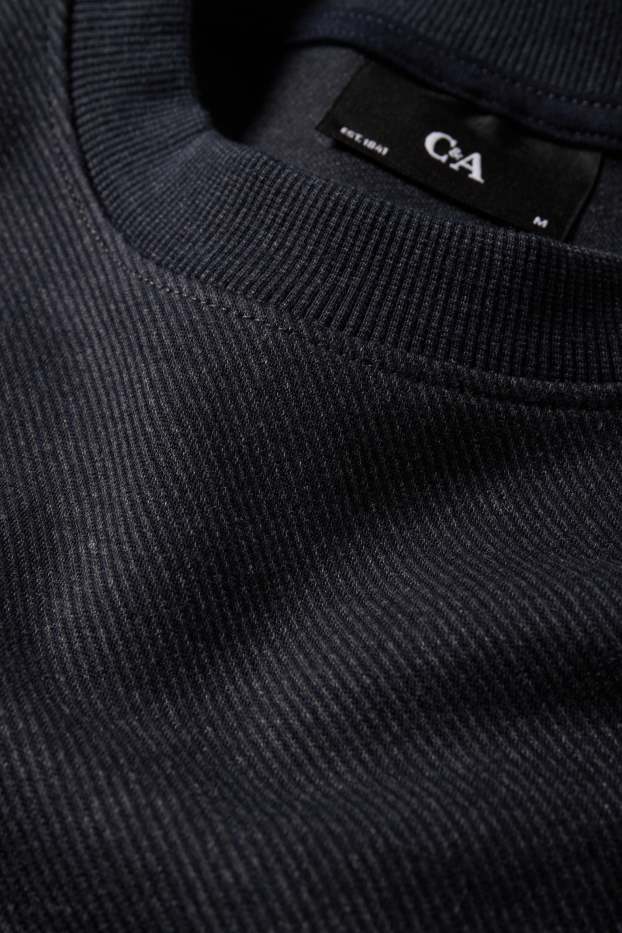 Bărbați - Bluză de molton - structurată - negru melanj