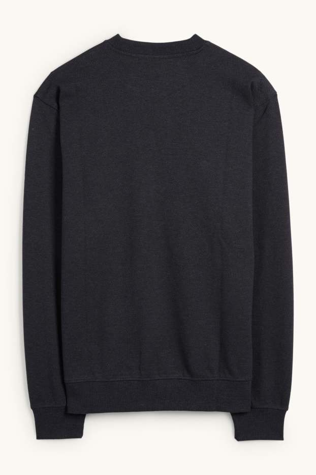 Bărbați - Bluză de molton - structurată - negru melanj