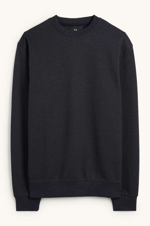 Bărbați - Bluză de molton - structurată - negru melanj