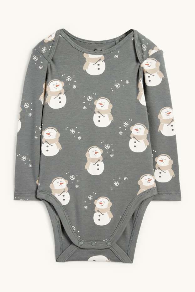 Unisex - Schneemann - Baby-Body - grün