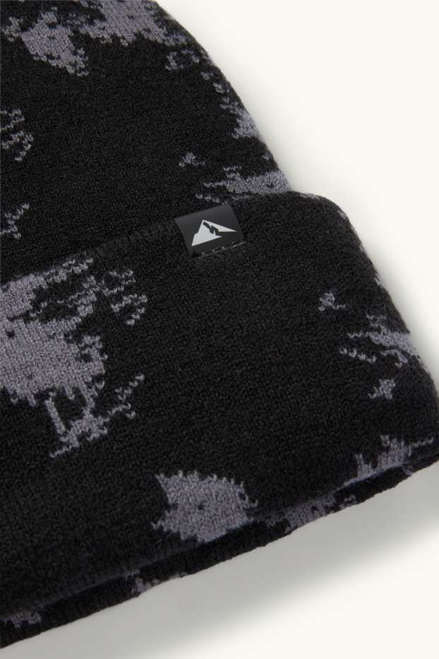 Enfants garçons - Bonnet de ski - à motif - noir / gris