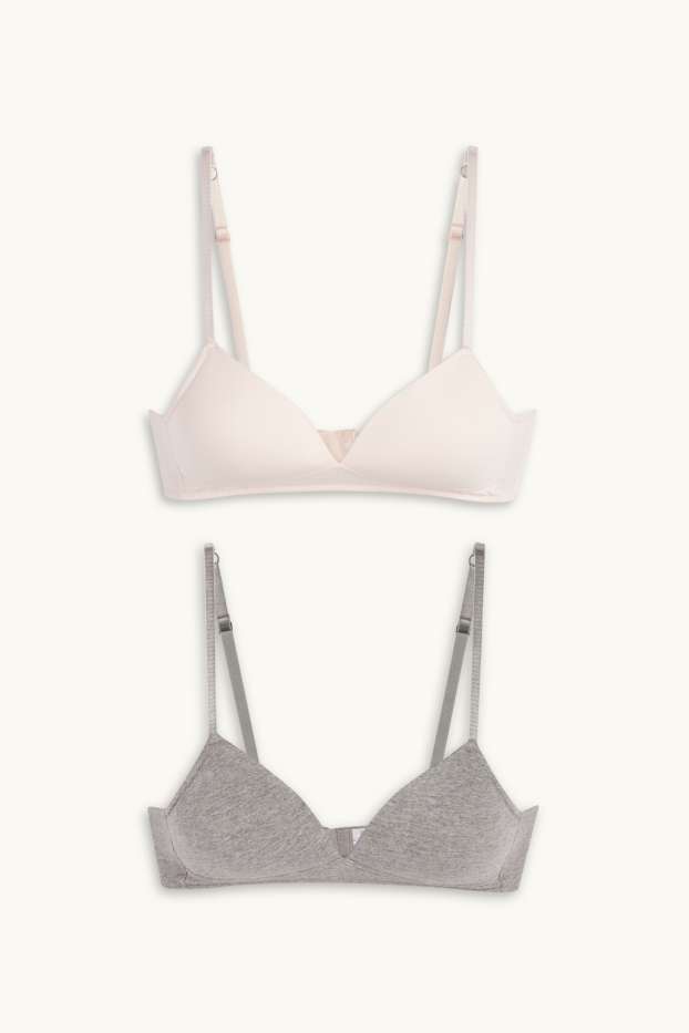 Enfants filles - Lot de 2 - soutiens-gorge sans armatures - ampliforme - gris / rose