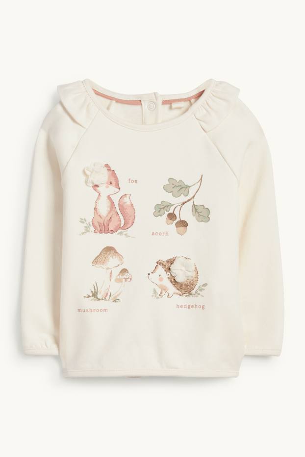 Nadó nena - Guineu i eriçó - dessuadora per a nadó - blanc trencat