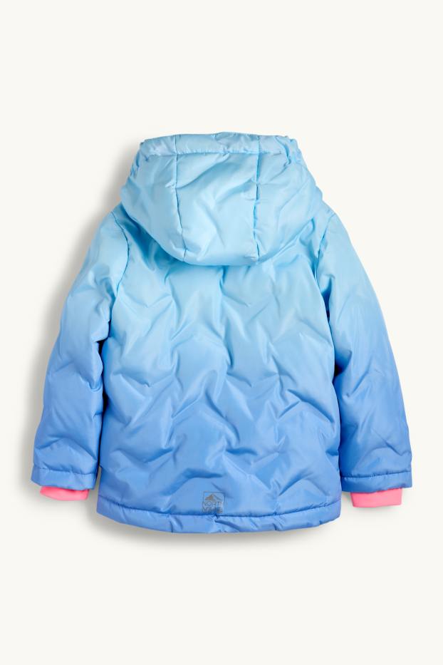 Niñas - Chaqueta de esquí con capucha - hidrófuga - estampada - azul claro