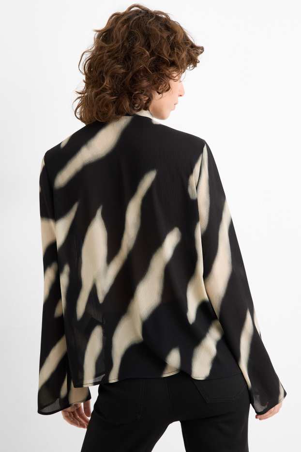 Donna - Blusa di chiffon - fantasia - nero / beige