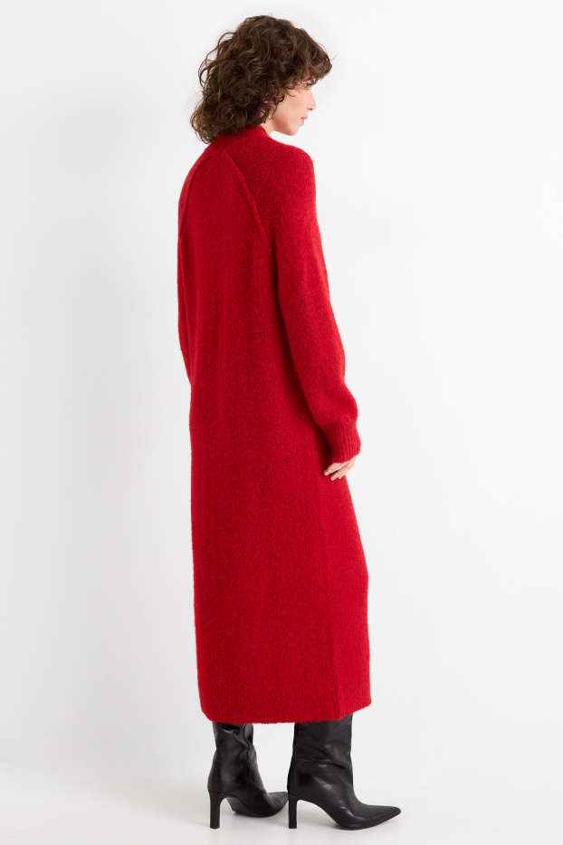 Dames - Gebreide jurk - straight fit - rood