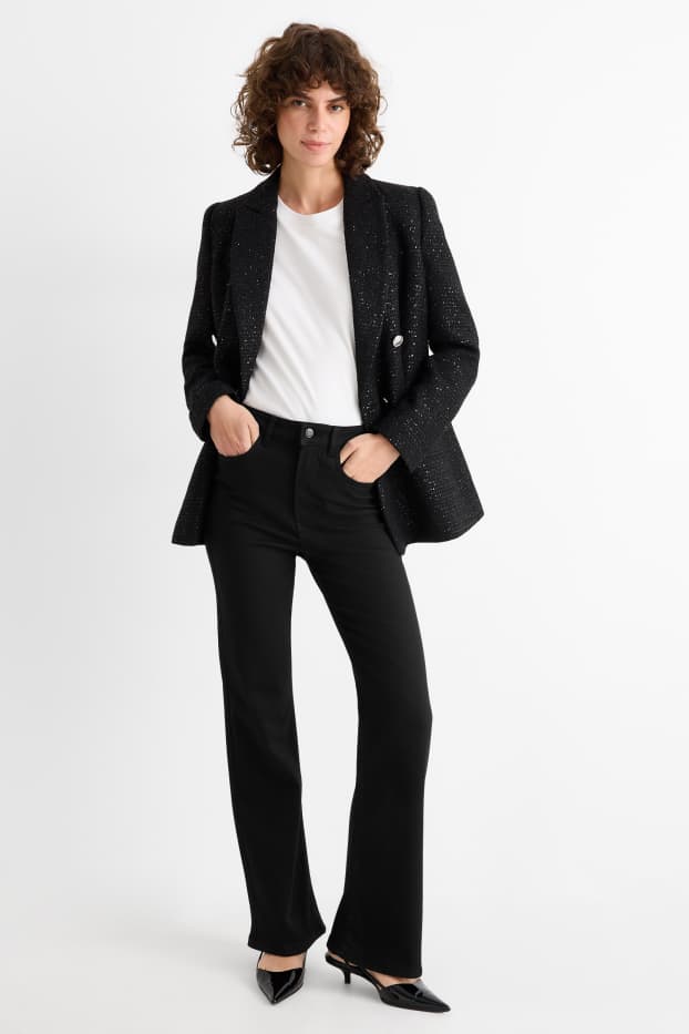 Damen - Stoffhose - High Waist - Flared - schwarz