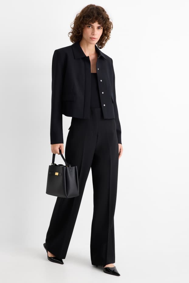 Mujer - Pantalón de oficina - high waist - wide leg - negro