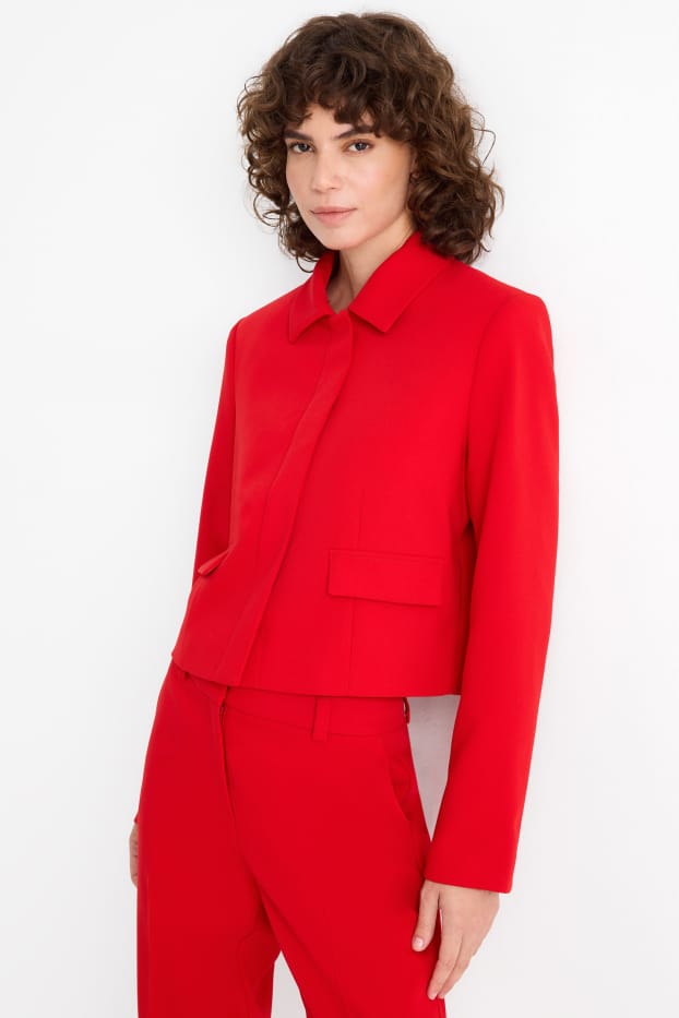 Dona - Blazer crop - entallat - vermell