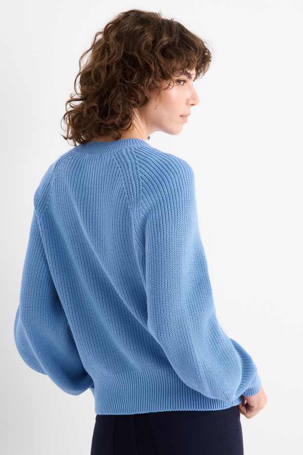 Women - Jumper - ribbed - light blue