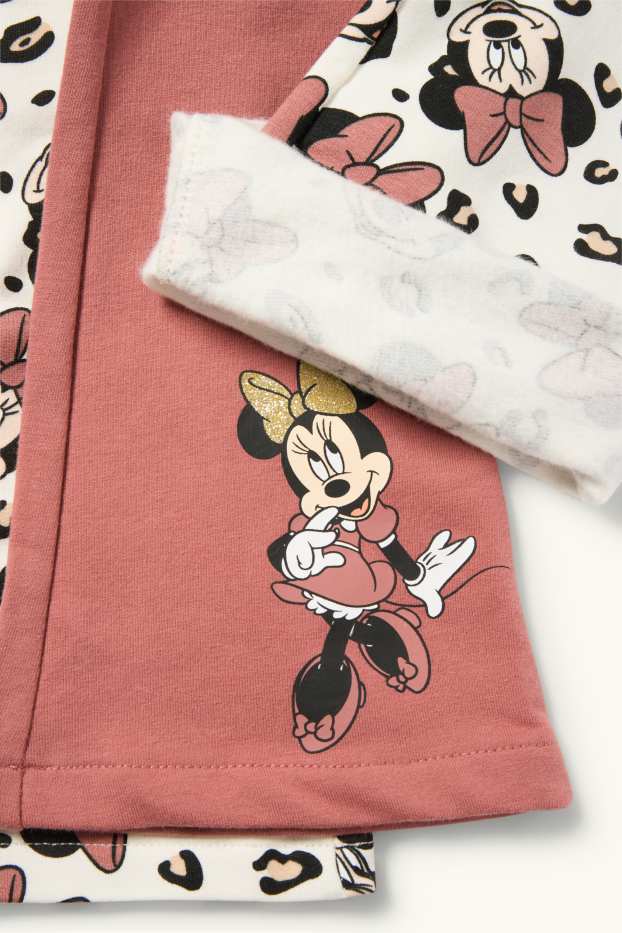 Kinderen: meisjes - Set van 2 - Minnie Mouse - flared thermolegging - donker rose