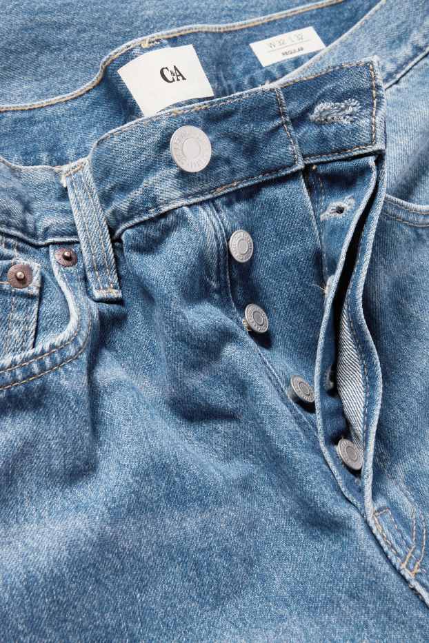 Pánské - Regular jeans se zapínáním na knoflíky - džíny - modré