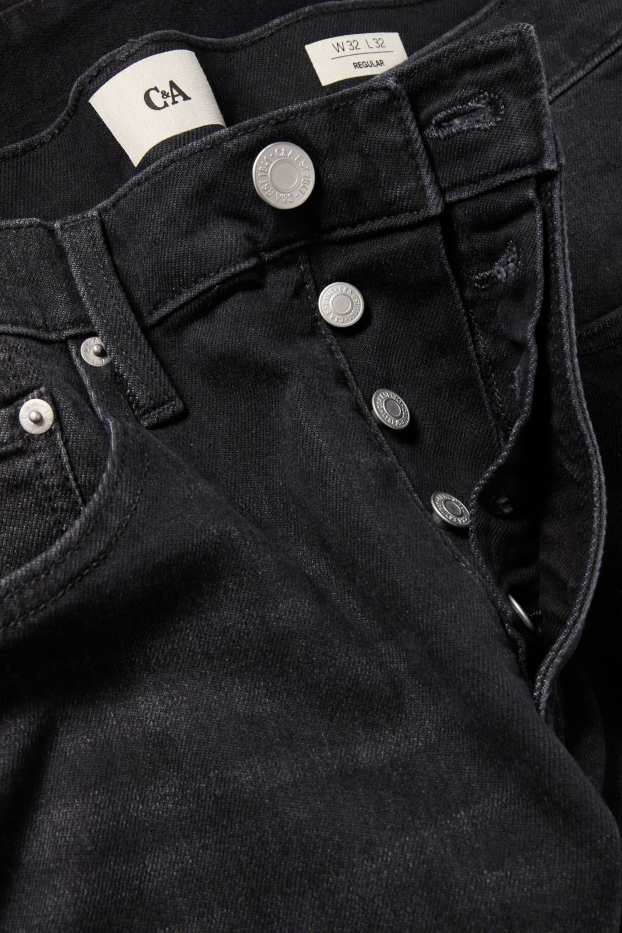 Bărbați - Regular jeans cu fentă cu nasturi - denim-gri închis