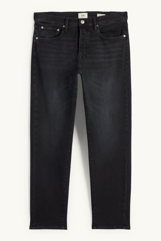 Bărbați - Regular jeans cu fentă cu nasturi - denim-gri închis