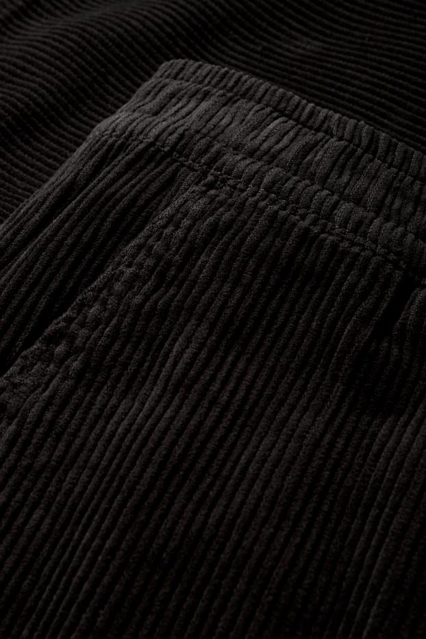 Pánské - Manšestrové kalhoty - relaxed fit - černá