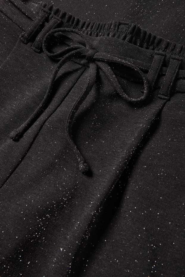 Dona - Pantalons de punt - high waist - wide leg - negre