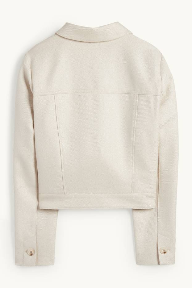 Femei - Blazer crop - regular fit - structurat - bej deschis