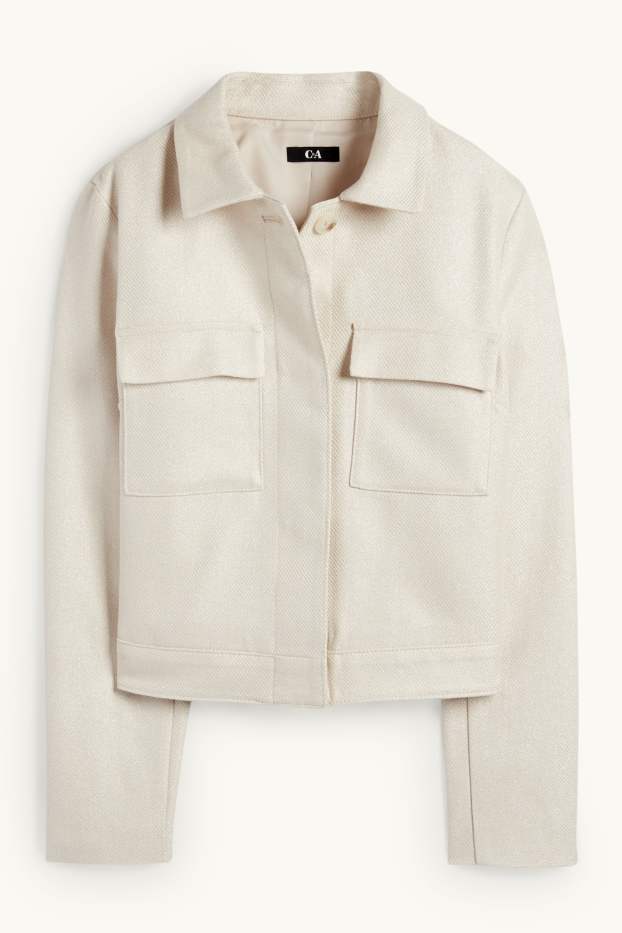 Femei - Blazer crop - regular fit - structurat - bej deschis